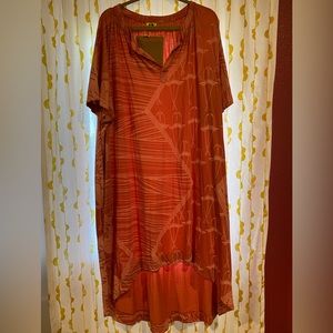 KEALOPIKO High-Low Midi Dress in Dusty Pink Hālanalana Print (NWT)